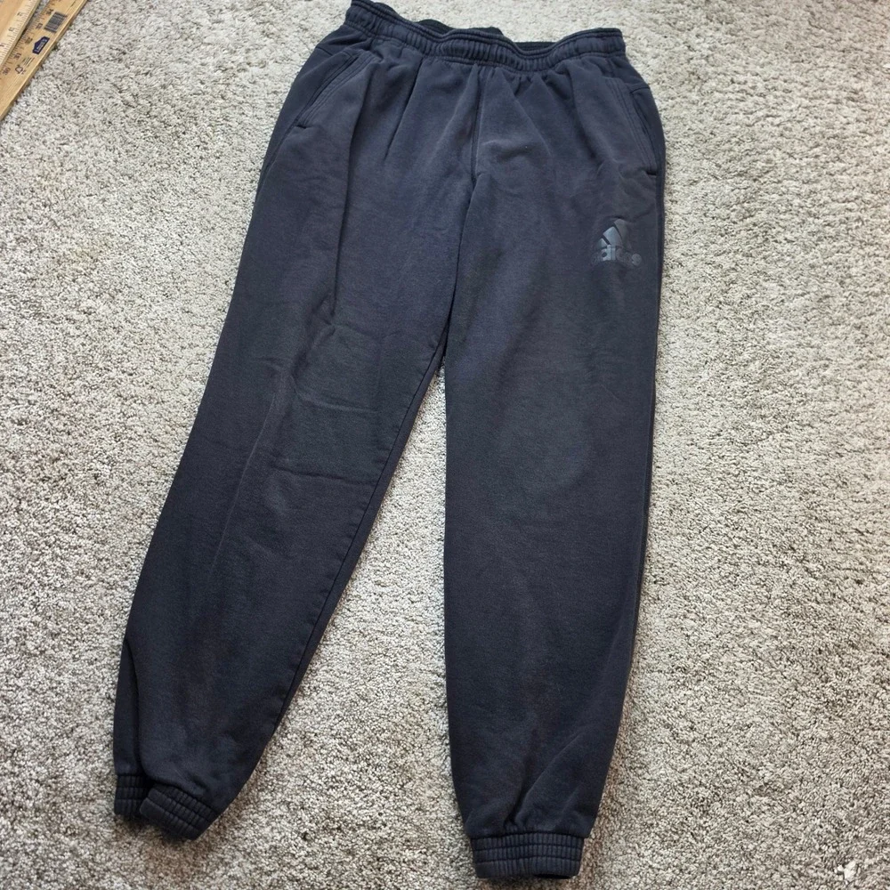 Adidas Joggers Mens Large Black Cotton Blend Fleece Sweatpants Athleisure Adult